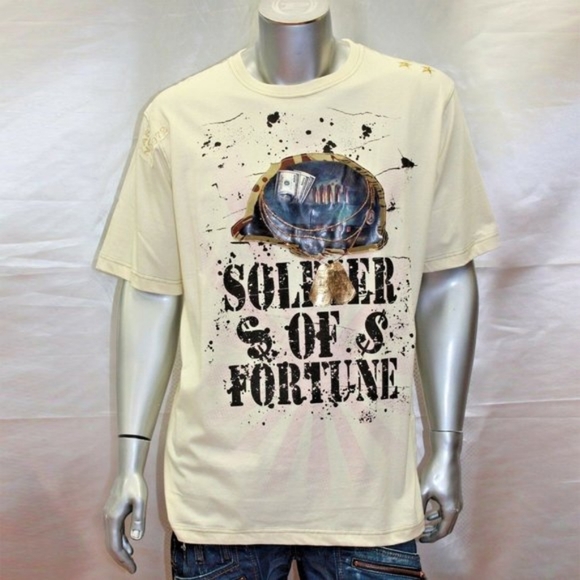 Men's Parish Cream "Soldier Of Fortune" Short Sleeve Tee Shirt NWT - Picture 1 of 3